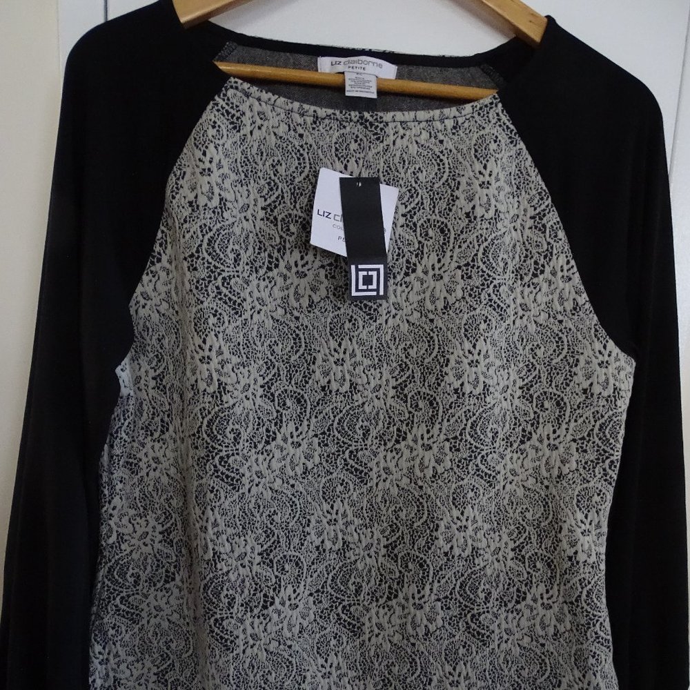 Black Multi Liz Claiborne Collection Petite Large NWT